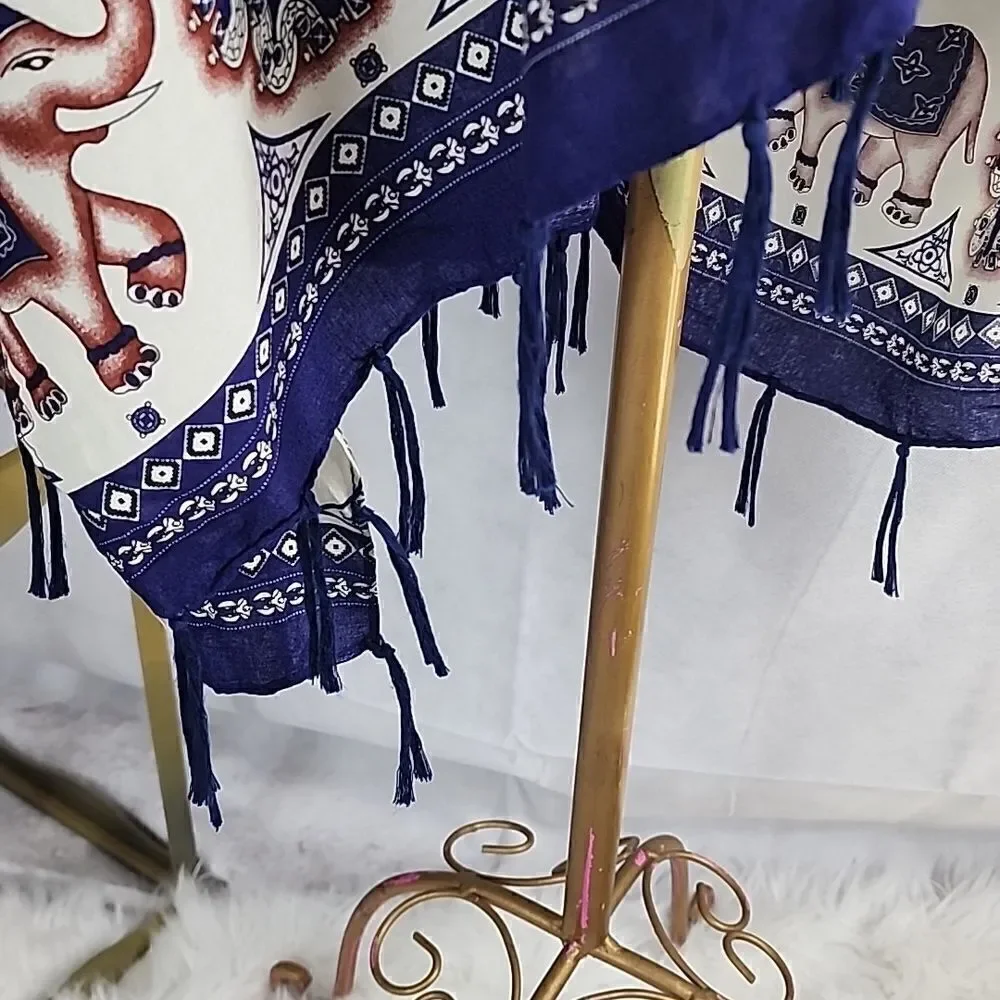 Fringed Elephant Kimono Wrap